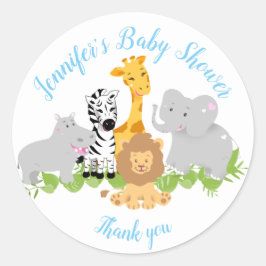 Wild One Safari Animals Baby Shower Boy Sticker