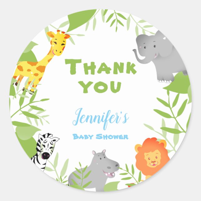 Wild One Safari Animals Baby Shower Boy Sticker (Vorderseite)