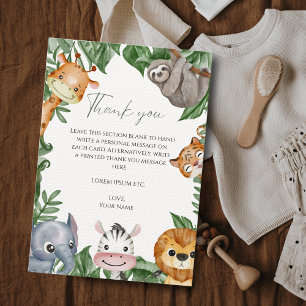 Wild One Safari Animals Baby Shower Dankeskarte