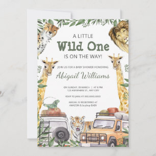 Wild One Safari Animals Baby Shower Einladung