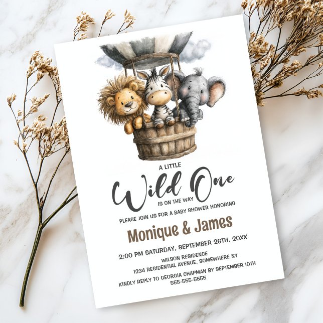 Wild One Safari Animals Baby Shower Einladung (Von Creator hochgeladen)