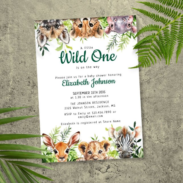 Wild One Safari Animals Baby Shower Einladung (Wild One Safari Animals Baby Shower Invitation)