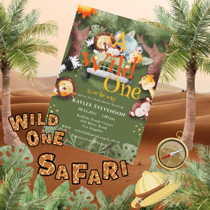 Wild One Safari Animals Baby Shower Einladung
