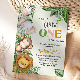 Wild One Safari Animals Baby Shower Einladung