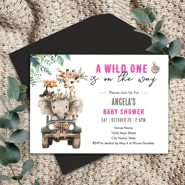 Wild One Safari Animals Baby Shower Einladung (Von Creator hochgeladen)