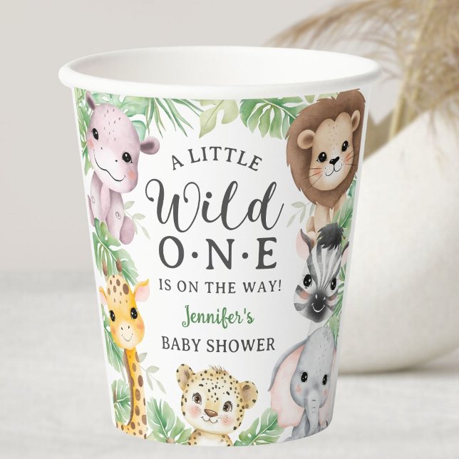 Wild One Safari Animals Baby Shower Gender Neutral Pappbecher (Von Creator hochgeladen)