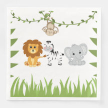 Wild One Safari Animals Baby Shower Paper Napkin