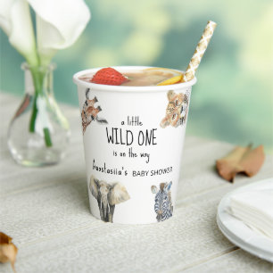 Wild One Safari Animals Baby Shower Pappbecher