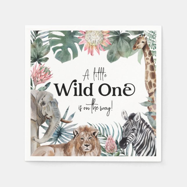 Wild One Safari Animals Baby Shower Party Serviette (Vorderseite)