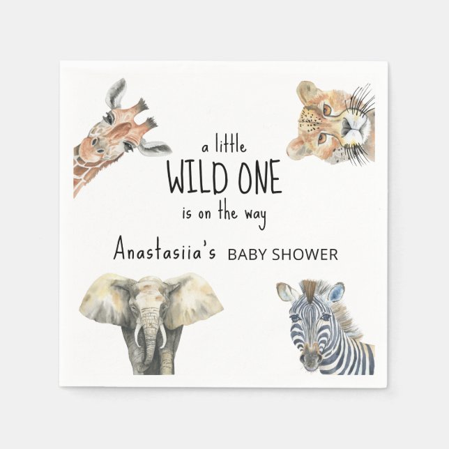 Wild One Safari Animals Baby Shower Serviette (Vorderseite)