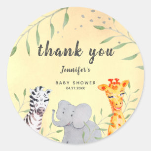 Wild One Safari Animals Baby Shower Sticker