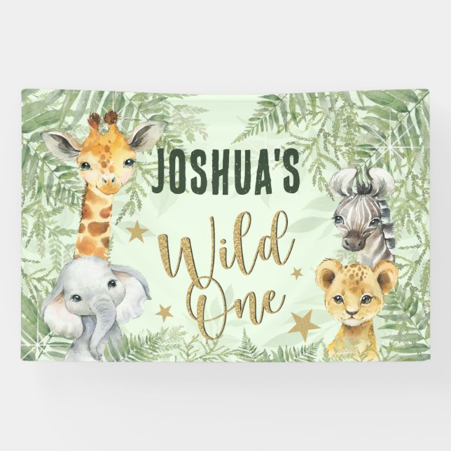 Wild One Safari Animals Begrüßungsbanner Banner (Horizontal)