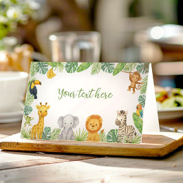 Wild One Safari Animals Birthday Food Tent Platzkarte