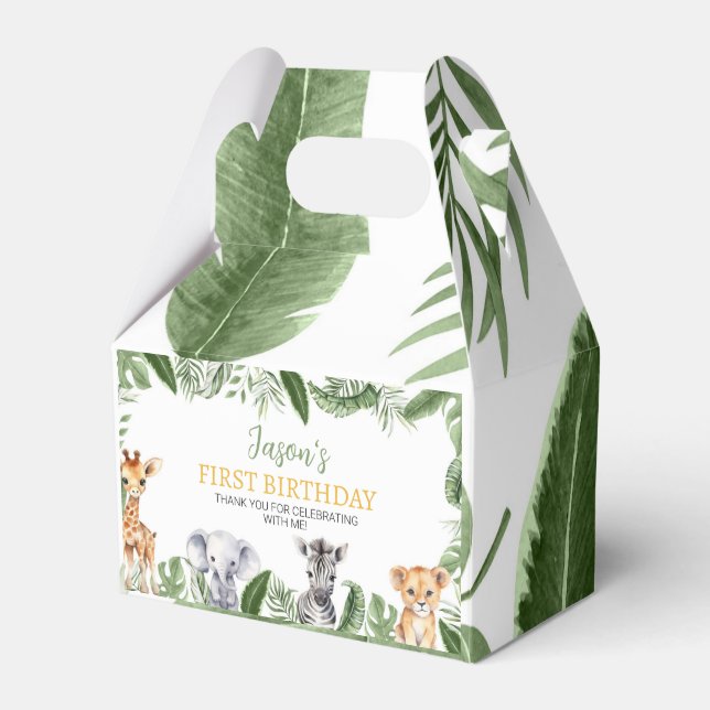 Wild One Safari Animals Birthday Gevor Box Geschenkschachtel (Vorderseite)