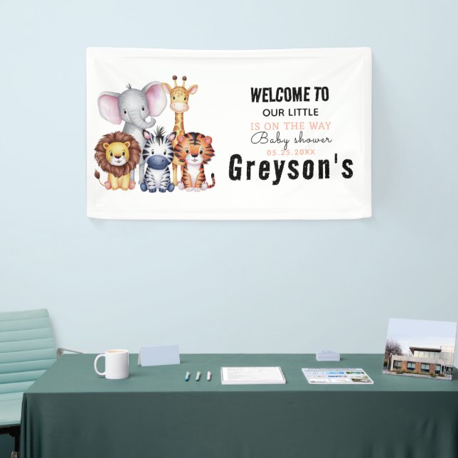 Wild One Safari Animals Boy Baby Shower Banner (Messeveranstaltung)