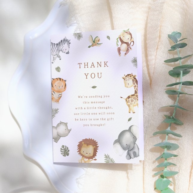 Wild One Safari Animals Boy Baby Shower Dankeskarte (Von Creator hochgeladen)