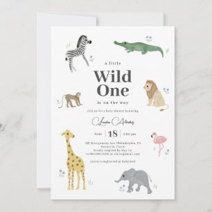 Wild One Safari Animals Boy Baby Shower Einladung