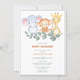 Wild One Safari Animals Boy Baby Shower Einladung