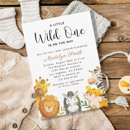 Wild One Safari Animals Boy Baby Shower Einladung
