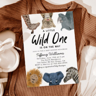 Wild One Safari Animals Boy Baby Shower Einladung
