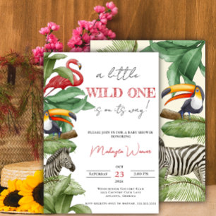 Wild One Safari Animals Boy Baby Shower Einladung