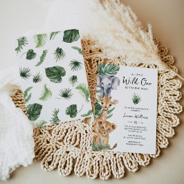 Wild One Safari Animals Boy Baby Shower Einladung