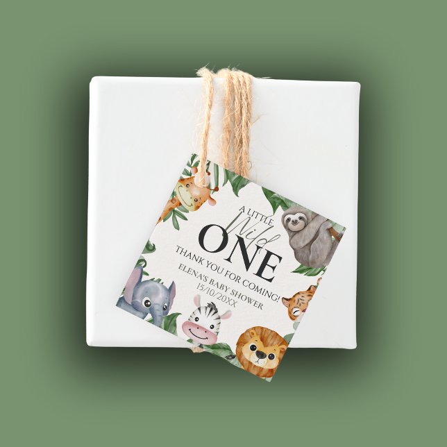 Wild One Safari Animals Boy Baby Shower Geschenkanhänger (WILD ONE - Baby Shower Favor Tags)