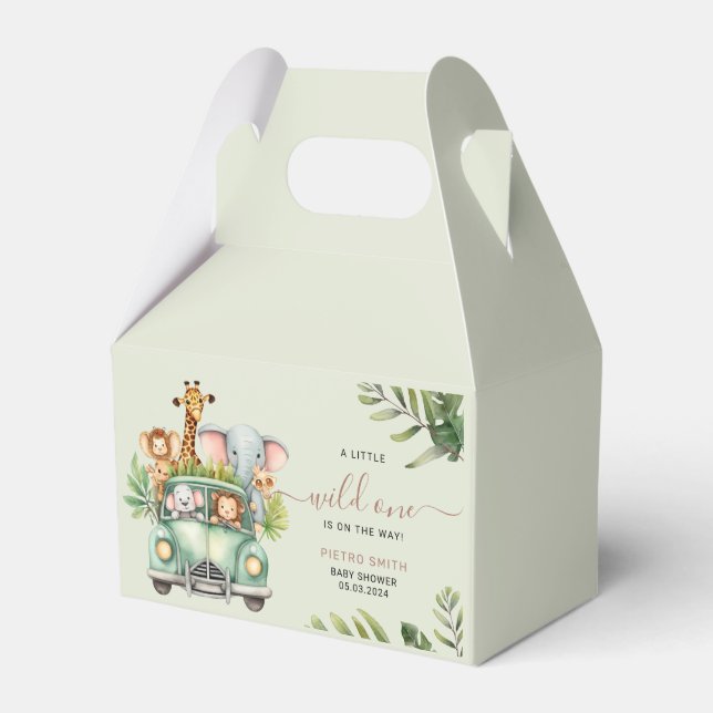 Wild One Safari Animals Boy Baby Shower Geschenkschachtel (Vorderseite)