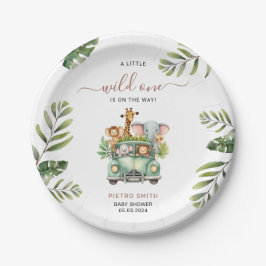 Wild One Safari Animals Boy Baby Shower Pappteller