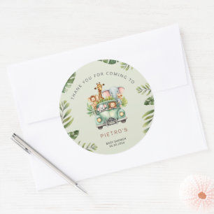 Wild One Safari Animals Boy Baby Shower Runder Aufkleber