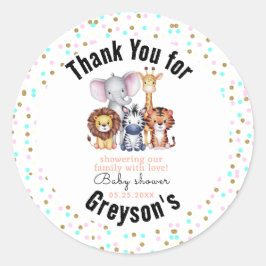 Wild One Safari Animals Boy Baby Shower Runder Aufkleber