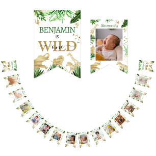 Wild One Safari Animals Boy's 1. Geburtstag Wimpelkette