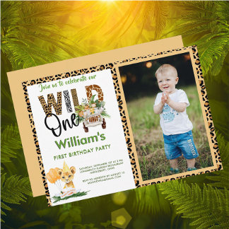 Wild One Safari Animals Erster Geburtstag Junge Einladung