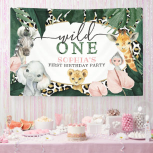 Wild One Safari Animals Geburtstagsparty Banner