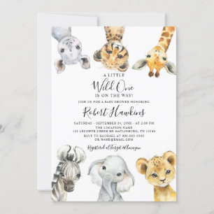Wild One Safari Animals Gender Neutral Baby Shower Einladung