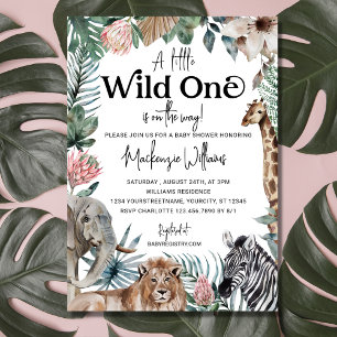 Wild One Safari Animals Gender Neutral Baby Shower Einladung