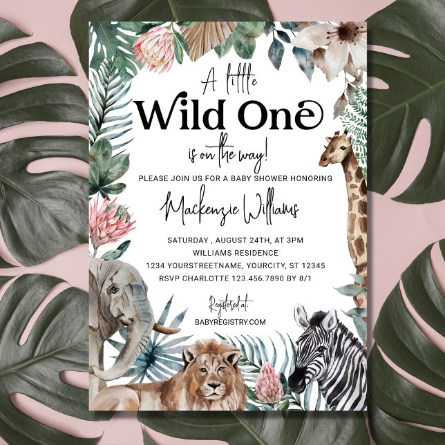Wild One Safari Animals Gender Neutral Baby Shower Einladung (Von Creator hochgeladen)
