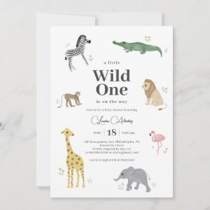 Wild One Safari Animals Gender Neutral Baby Shower Einladung