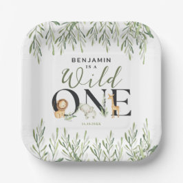 Wild One Safari Animals Junge 1. Geburtstag Party Pappteller