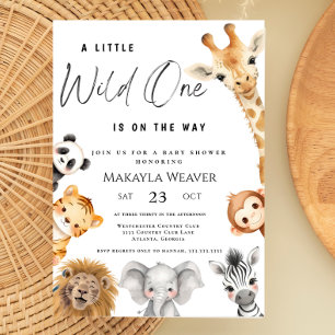 Wild One Safari Animals Jungle Theme Kinderdusche Einladung