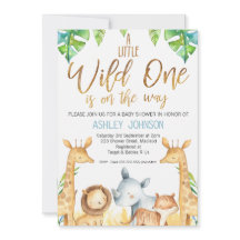 Wild One Safari Animals Kinderdusche Einladung