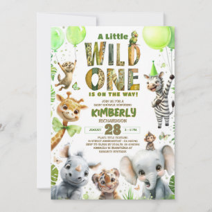 Wild One Safari Animals Kinderdusche Einladung