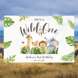 Wild One Safari Animals Kindergeburtstag Banner