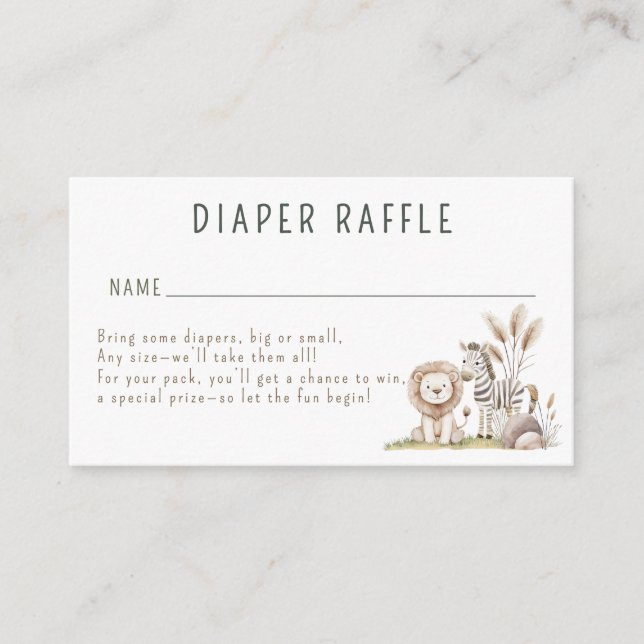 Wild One Safari Animals Neutral Baby Shower Begleitkarte (Vorderseite)