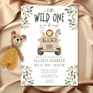 Wild One Safari Animals Neutral Baby Shower Einladung
