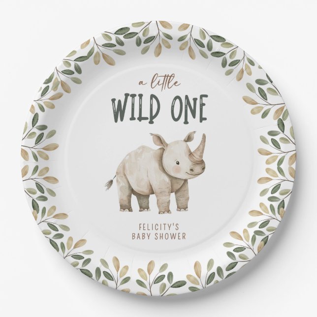 Wild One Safari Animals Neutral Baby Shower Pappteller (Vorderseite)