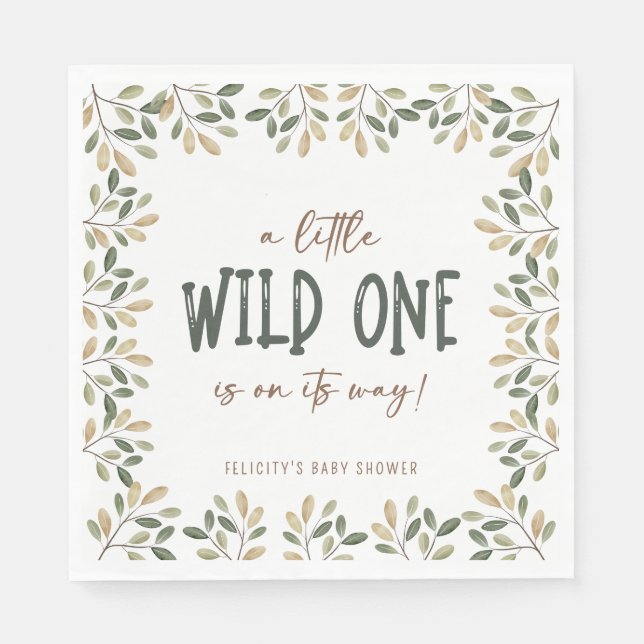Wild One Safari Animals Neutral Baby Shower Serviette (Vorderseite)
