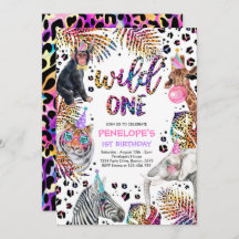 Wild One Safari Animals Rainbow Cheetah Birthday