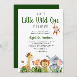 Wild One Safari Baby Boy Dusche Einladung