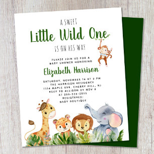 Wild One Safari Baby Boy Dusche Einladung